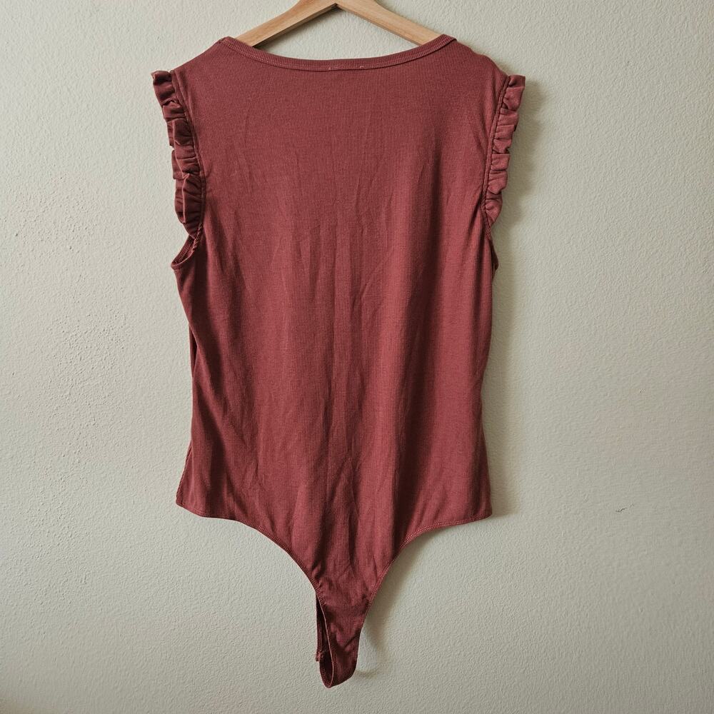 HEYSON Plus Size Ruffle Sleeved Ribbed Bodysuit 2X - Picture 2 of 6